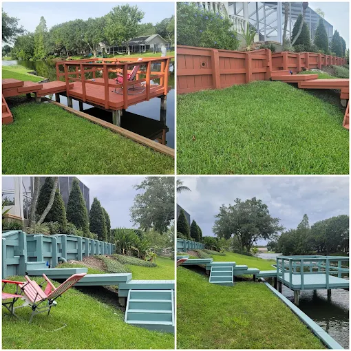 Dock and fence staining before and after - wood restoration project