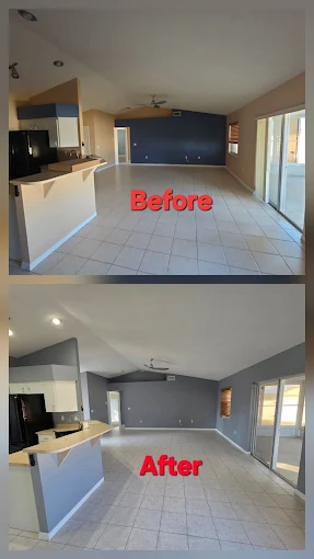 Interior room painting before and after - living room transformation