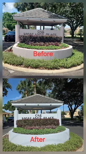 HOA community entrance sign painting before and after in Polk County FL