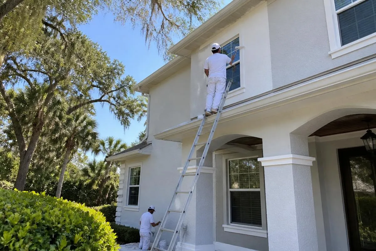 John Crouthers Painting crew painting the exterior of a two-story home in Tampa, FL