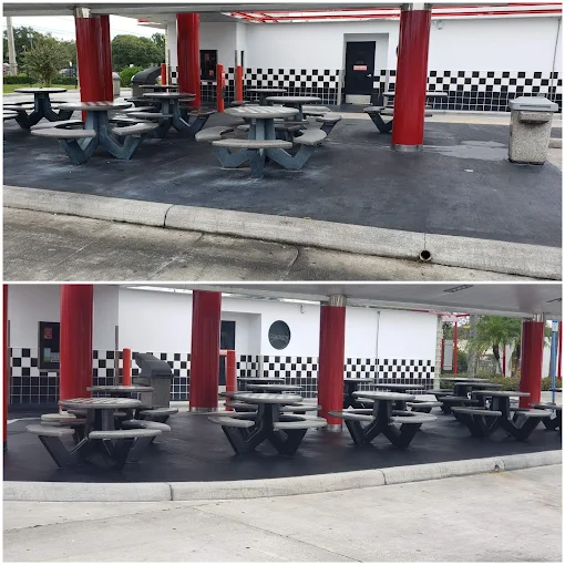 Restaurant outdoor patio and seating area painting renovation in Lakeland FL
