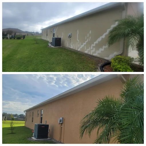 Stucco repair and exterior painting on a residential property in Lakeland FL